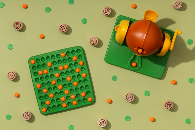 Primo piano sugli elementi del gioco del bingo