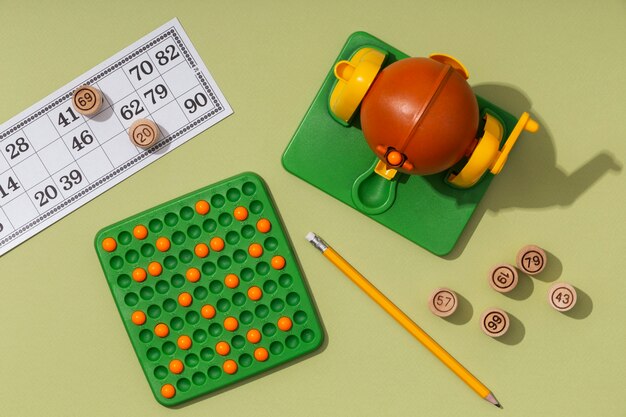 Primo piano sugli elementi del gioco del bingo