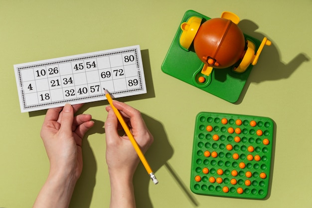 Primo piano sugli elementi del gioco del bingo