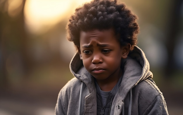 Primo piano sul bambino triste