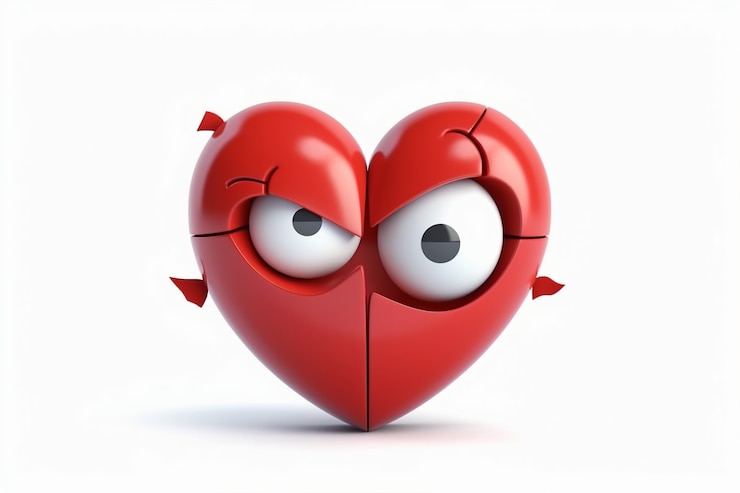 Foto gratuito primo piano sul cartone animato del cuore spezzato