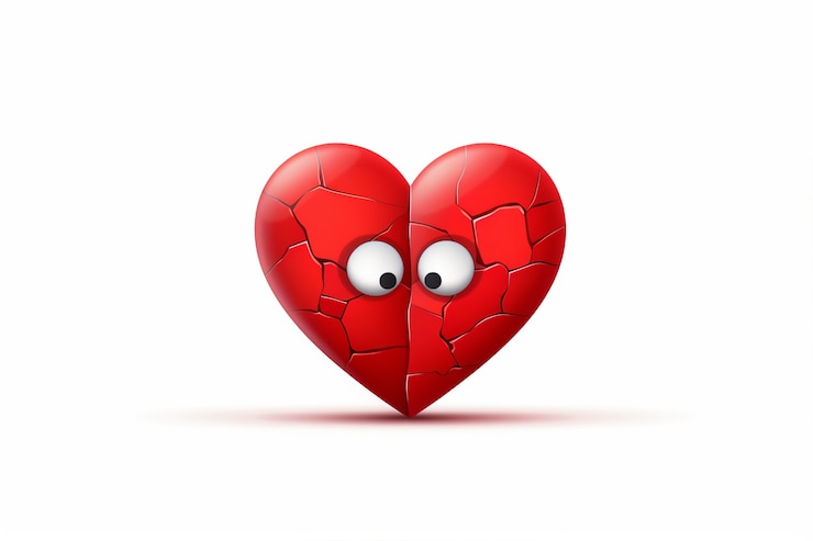 Foto gratuito primo piano sul cartone animato del cuore spezzato