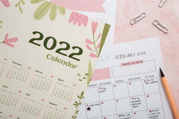 Primo piano sul design del calendario