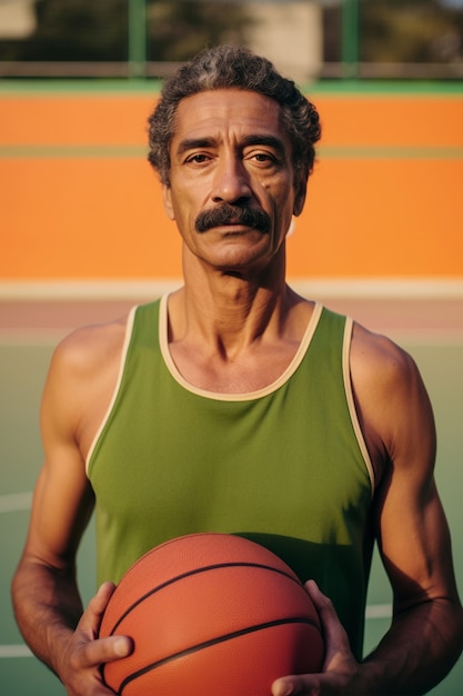 Primo piano sul giocatore di basket con la palla