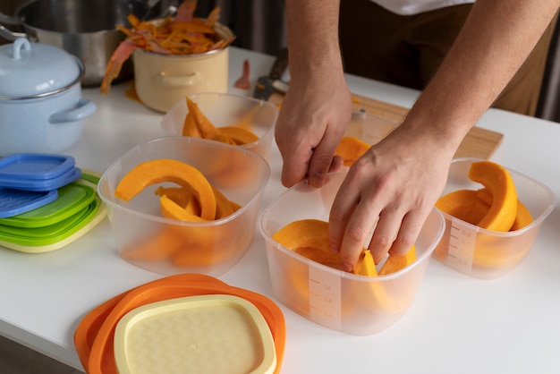 Primo piano sul metodo di conservazione degli alimenti