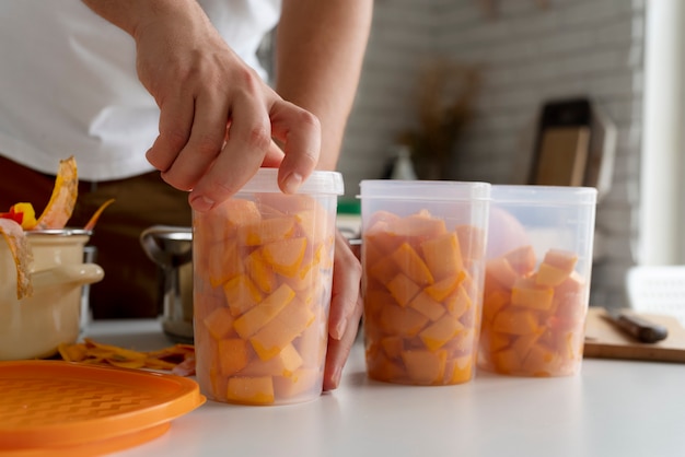 Primo piano sul metodo di conservazione degli alimenti