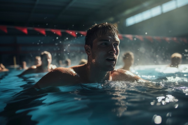 Primo piano sul nuoto dell'atleta