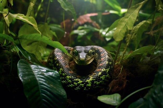 Primo piano sul serpente nell'habitat naturale