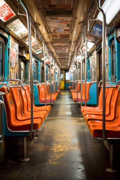 Primo piano sul treno della metropolitana di New York