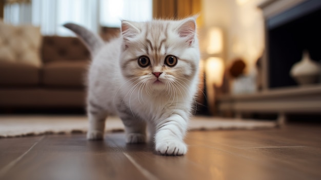 Primo piano sull'adorabile gattino in casa