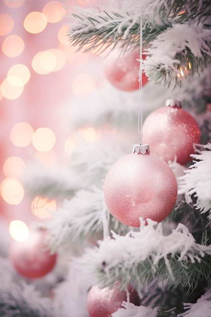 Primo piano sull'albero di Natale splendidamente decorato