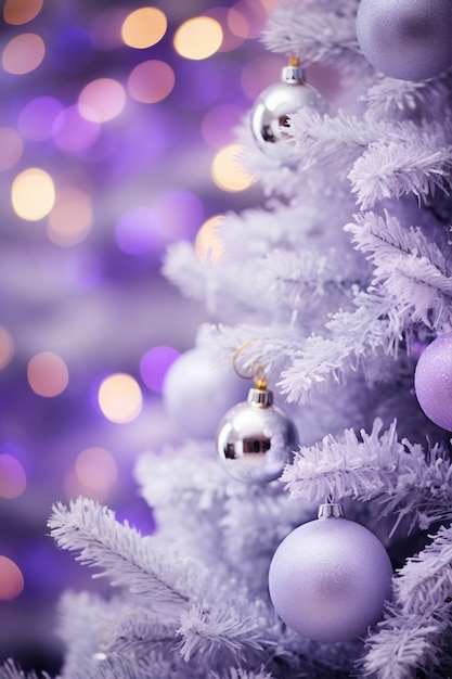 Primo piano sull'albero di Natale splendidamente decorato