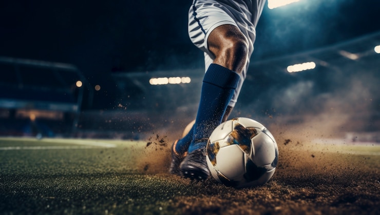 Foto gratuito primo piano sull'atleta che gioca a calcio