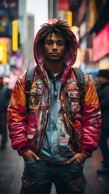 Primo piano sull'uomo per le strade di New York