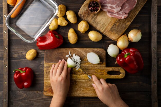 Primo piano sulla deliziosa preparazione dei pasti