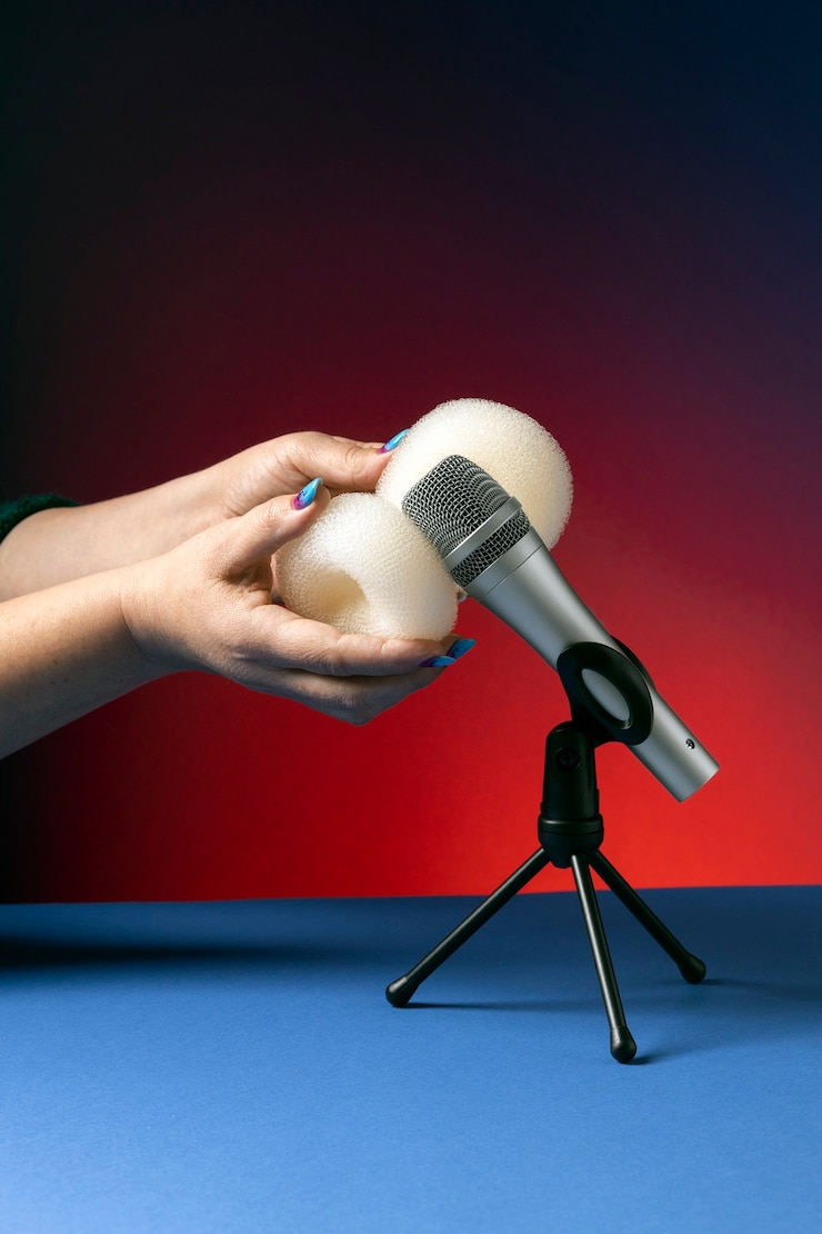 Foto gratuito primo piano sulla registrazione di asmr