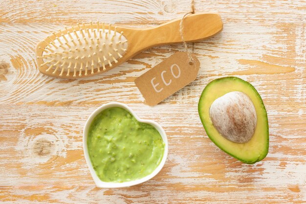 Prodotti di avocado concetto di bellezza e salute spa