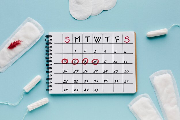 Prodotti sanitari femminili e calendario