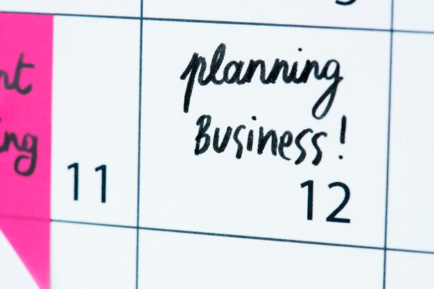 Promemoria del calendario di pianificazione aziendale
