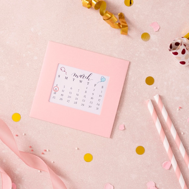 Promemoria di compleanno in calendario piatto