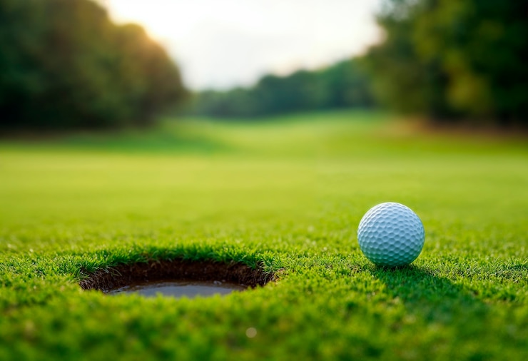 Foto gratuito prossimo piano dell'ambiente sportivo con la palla da golf