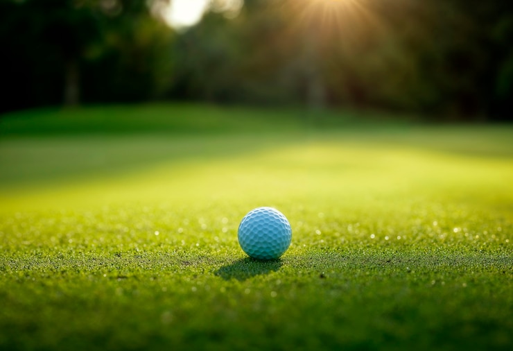 Foto gratuito prossimo piano dell'ambiente sportivo con la palla da golf