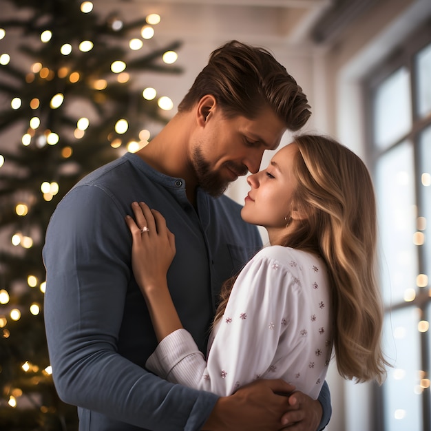 Prossimo piano di una coppia che celebra il Natale