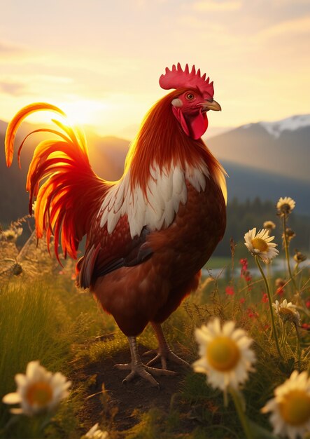 Prossimo piano su un bellissimo pollo