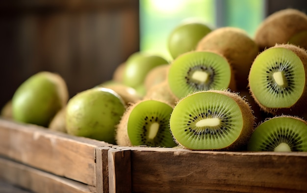 Prossimo piano sui kiwi, frutti di stagione per l'inverno