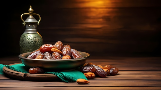 Prossimo piano sull'appetitoso pasto del Ramadan