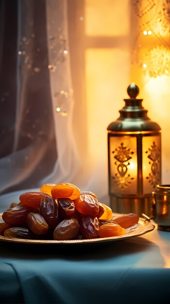 Prossimo piano sull'appetitoso pasto del Ramadan