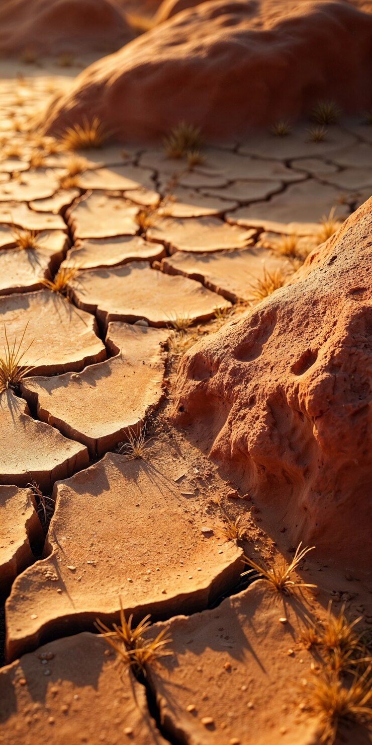 Foto gratuito prossimo piano sulla consistenza della terra secca in natura
