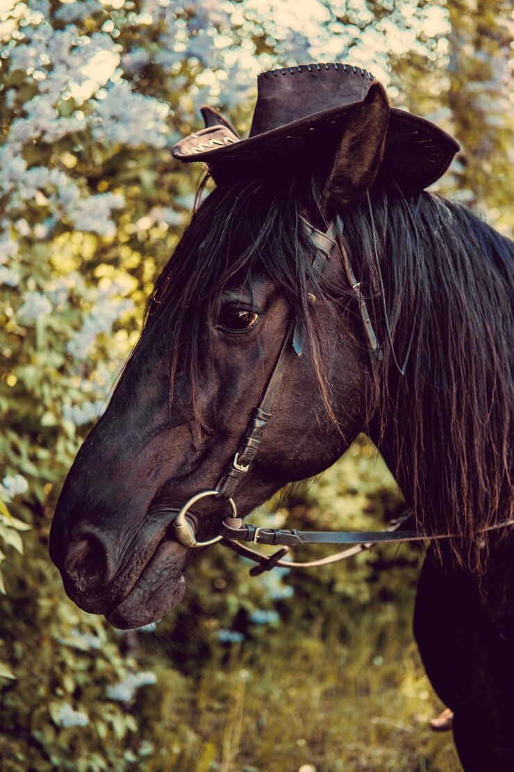 Foto gratuito puleggia tenditrice bionda della donna che si siede sul dorso del cavallo.