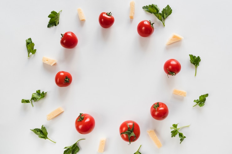 Foto gratuito quadro circolare vegetale vista dall'alto