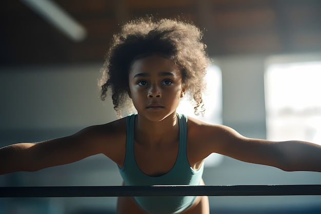 Ragazza atletica che pratica la ginnastica fin da piccola