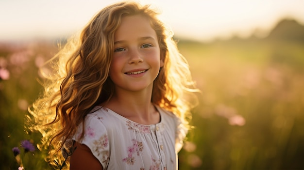 Ragazza di taglio medio che posa in natura