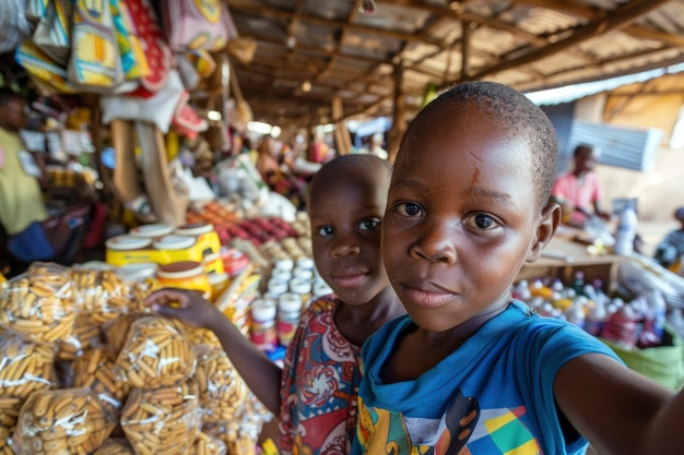 Ragazzo africano al mercato.