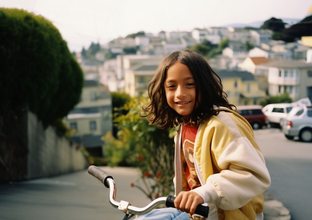 Ragazzo che si diverte con le biciclette