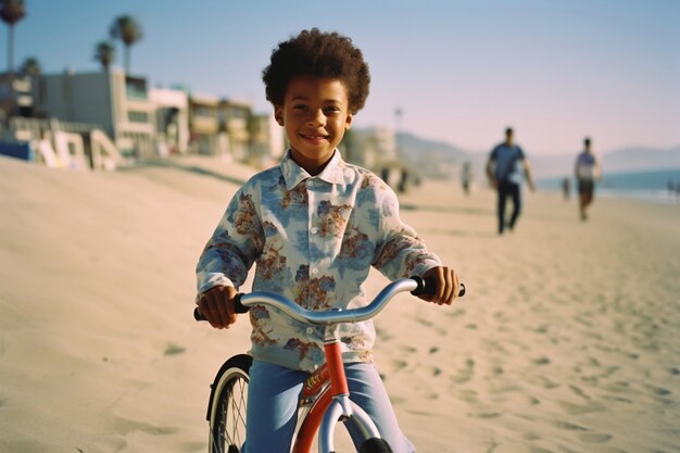 Ragazzo che si diverte con le biciclette