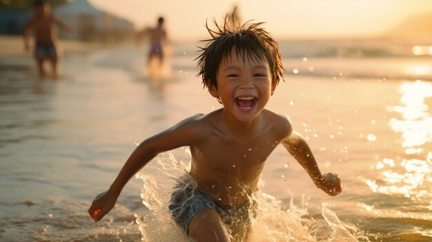 Ragazzo che si diverte in acqua