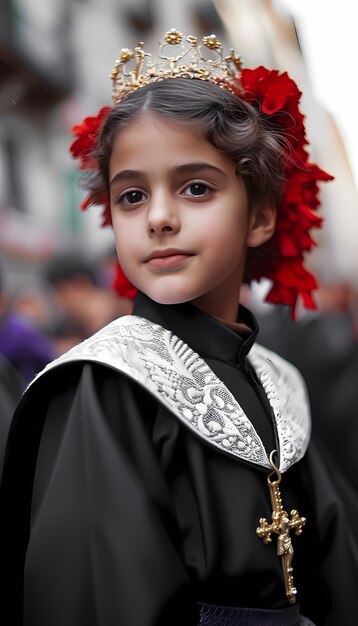 Ragazzo di tiro medio che celebra la settimana santa