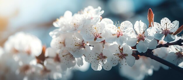 Rami di ciliegio in fiore macro Immagine generata dall'IA