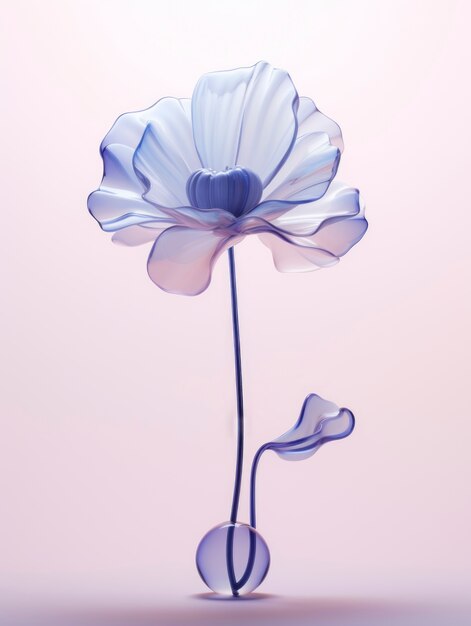 Rappresentazione 3d del fiore di vetro delicato