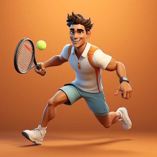 Rappresentazione 3d del giocatore di tennis