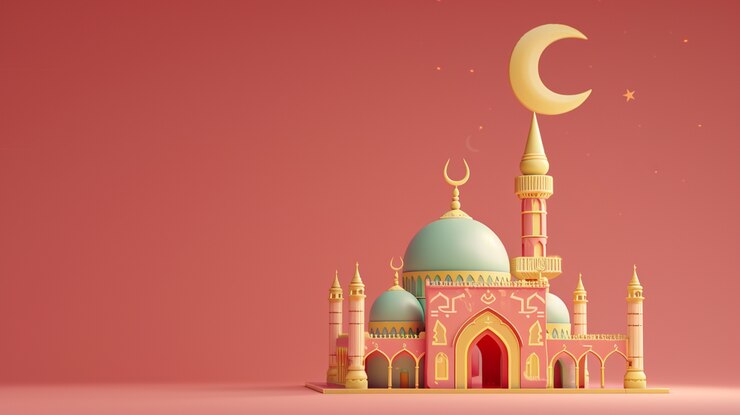 Foto gratuito rappresentazione 3d del palazzo arabo per la celebrazione islamica del ramadan