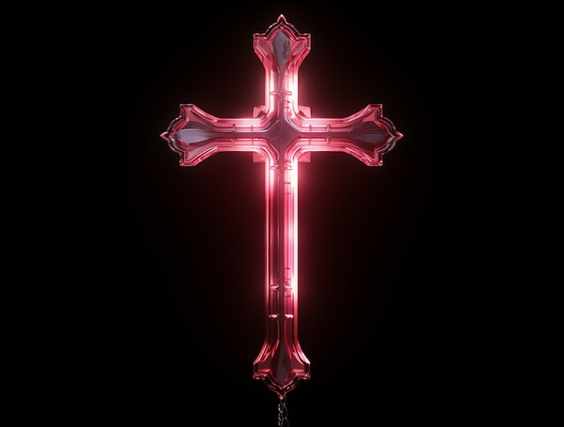 Rappresentazione 3d della croce al neon