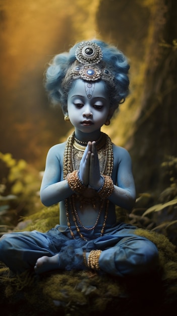 Rappresentazione 3D della divinità indù Krishna