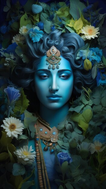 Rappresentazione 3D della divinità indù Krishna