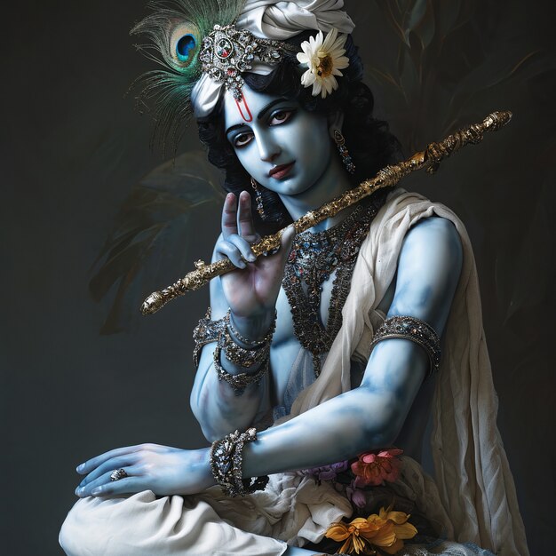 Rappresentazione 3D della divinità indù Krishna