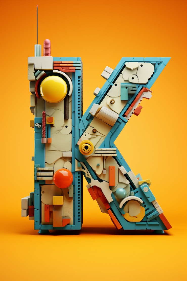 Foto gratuito rappresentazione 3d della lettera k